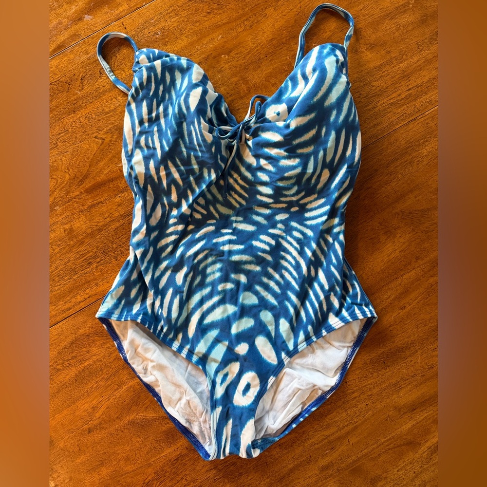 Blue White Abstract SEXY One-Piece Swimsuit